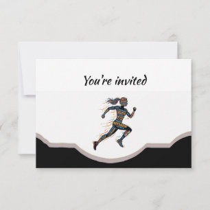 Running Marathon Runner Birthday Party Invitation