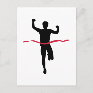 Running marathon winner champion postcard