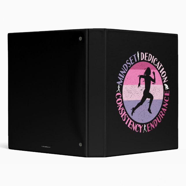 Running Mindset - Girly Runner Endurance Quote 3 Ring Binder (Background)