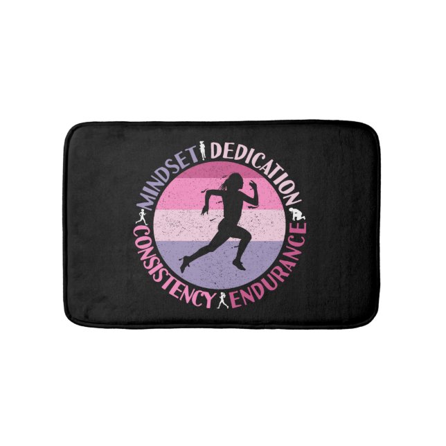 Running Mindset - Girly Runner Endurance Quote Bath Mat (Front)