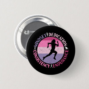 Running Mindset - Girly Runner Endurance Quote Button