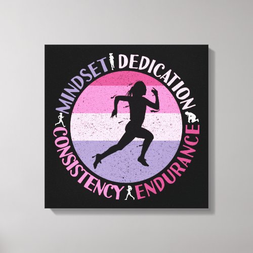 Running Mindset _ Girly Runner Endurance Quote Canvas Print