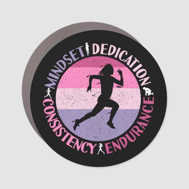 Running Mindset - Girly Runner Endurance Quote Car Magnet (Front)