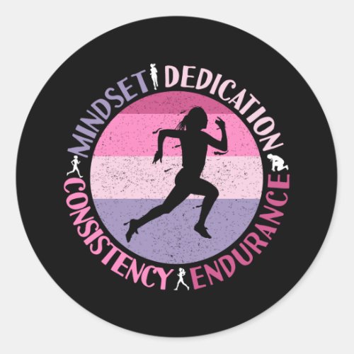 Running Mindset _ Girly Runner Endurance Quote Classic Round Sticker