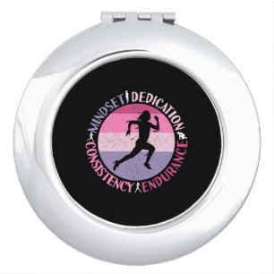 Running Mindset - Girly Runner Endurance Quote Compact Mirror