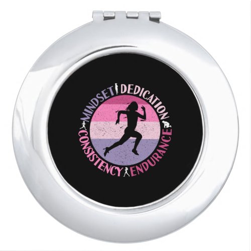Running Mindset _ Girly Runner Endurance Quote Compact Mirror