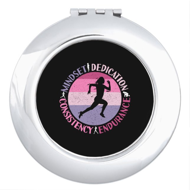 Running Mindset - Girly Runner Endurance Quote Compact Mirror (Front)