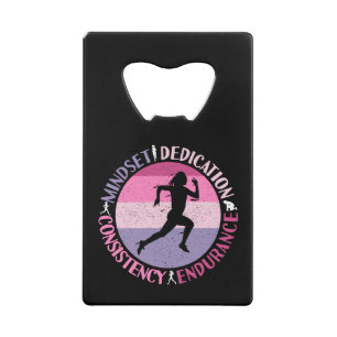 Running Mindset - Girly Runner Endurance Quote Credit Card Bottle Opener