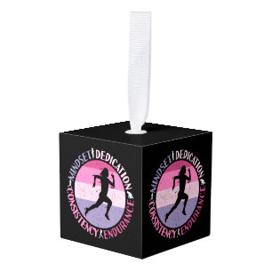 Running Mindset - Girly Runner Endurance Quote Cube Ornament