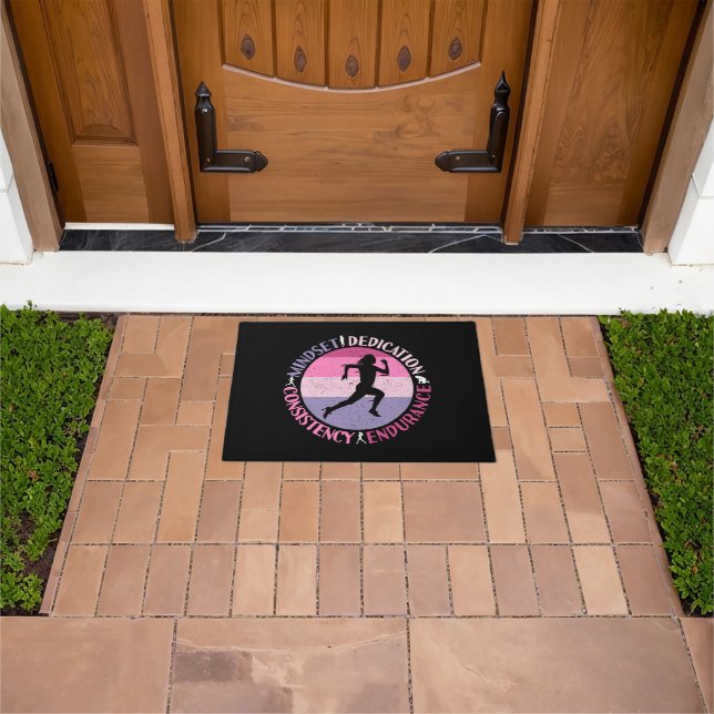 Running Mindset - Girly Runner Endurance Quote Doormat (Outdoor)
