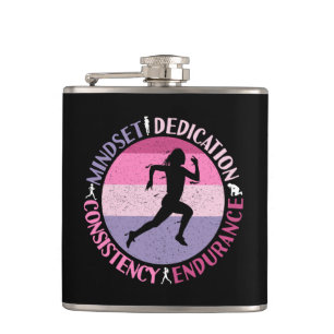 Running Mindset - Girly Runner Endurance Quote Flask