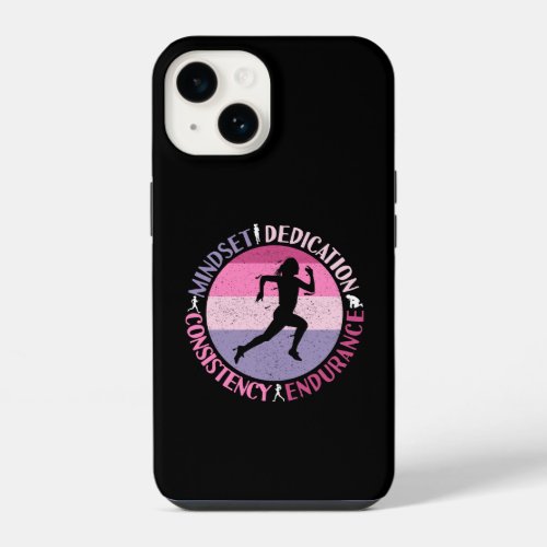 Running Mindset _ Girly Runner Endurance Quote iPhone 14 Case