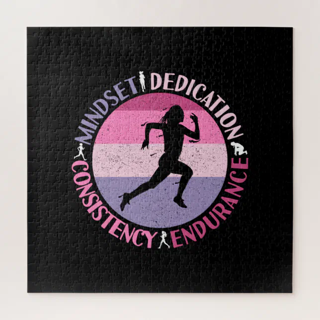 Running Mindset - Girly Runner Endurance Quote Jigsaw Puzzle (Vertical)
