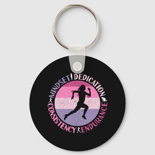 Running Mindset - Girly Runner Endurance Quote Keychain (Front)