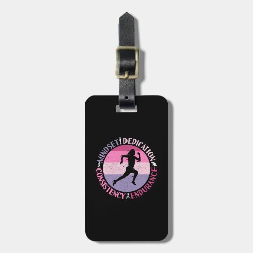 Running Mindset _ Girly Runner Endurance Quote Luggage Tag