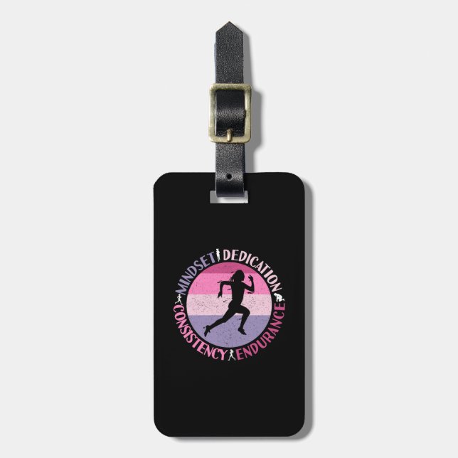 Running Mindset - Girly Runner Endurance Quote Luggage Tag (Front Vertical)