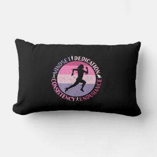 Running Mindset - Girly Runner Endurance Quote Lumbar Pillow