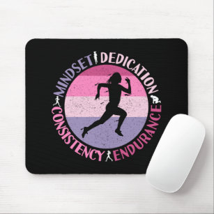 Running Mindset - Girly Runner Endurance Quote Mouse Pad