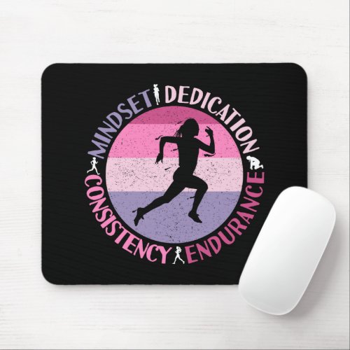 Running Mindset _ Girly Runner Endurance Quote Mouse Pad
