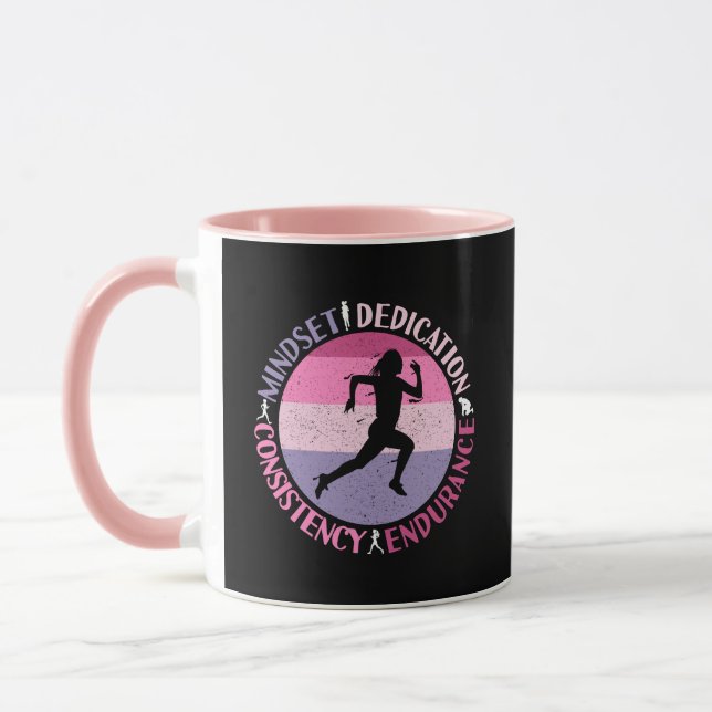Running Mindset - Girly Runner Endurance Quote Mug (Left)