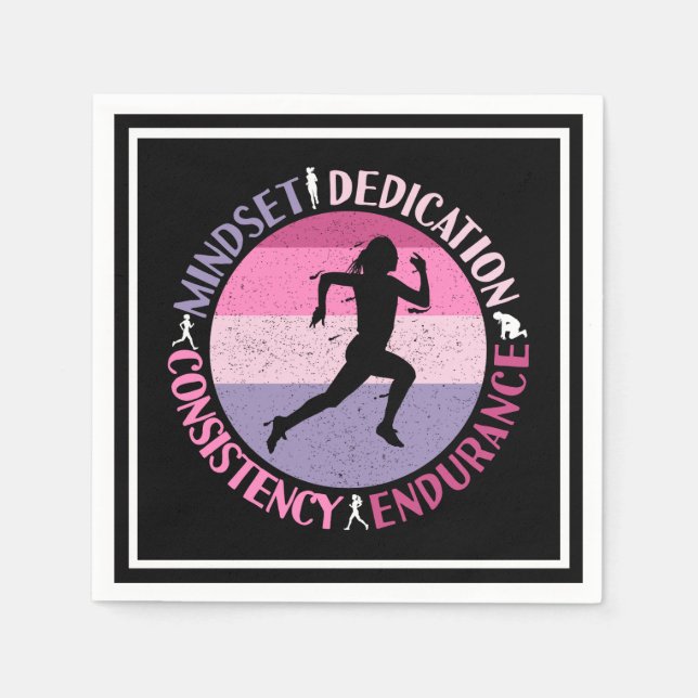 Running Mindset - Girly Runner Endurance Quote Napkins (Front)