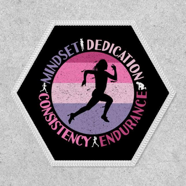 Running Mindset - Girly Runner Endurance Quote Patch (Front)