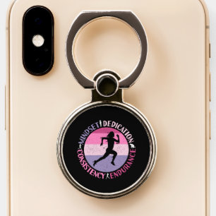 Running Mindset - Girly Runner Endurance Quote Phone Ring Stand