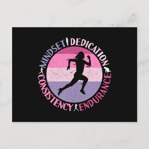 Running Mindset _ Girly Runner Endurance Quote Postcard