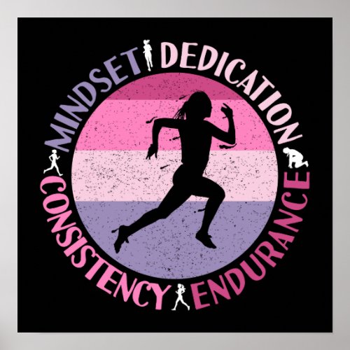 Running Mindset _ Girly Runner Endurance Quote Poster