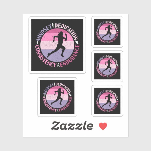 Running Mindset - Girly Runner Endurance Quote Sticker (Sheet)