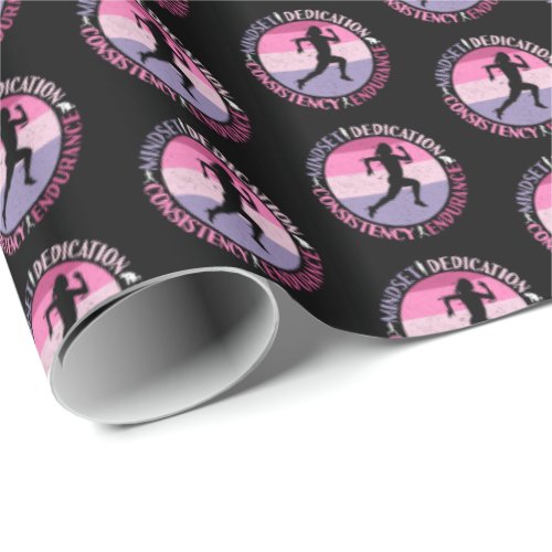 Running Mindset _ Girly Runner Endurance Quote Wrapping Paper
