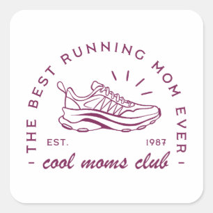 Running mom run club the best runner vintage square sticker