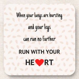Running motivational sports quote brown beverage coaster