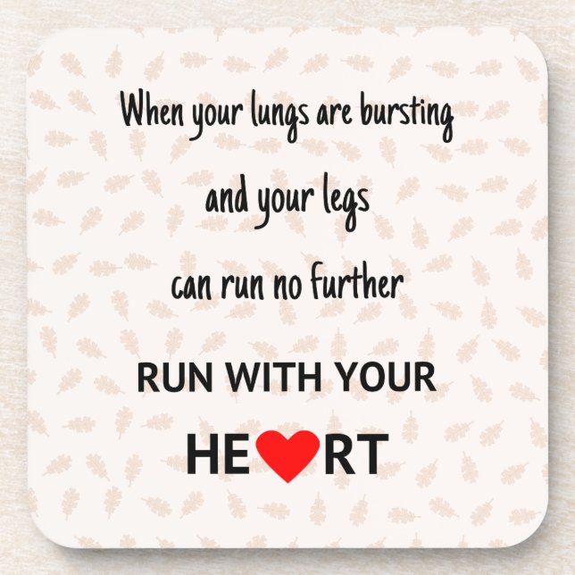 Running motivational sports quote brown beverage coaster (Front)