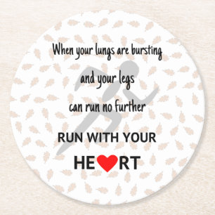 Running motivational sports quote round paper coaster