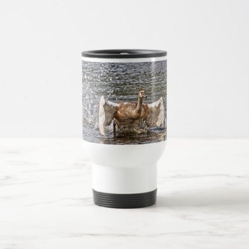 Running Mute Swan Wild Bird HDR Photo Travel Mug