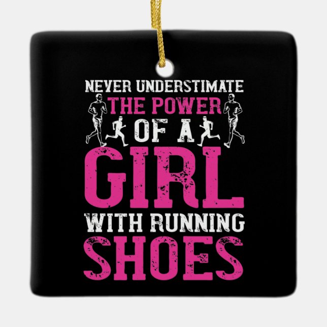 Running - Never underestimate champion Ceramic Ornament (Front)
