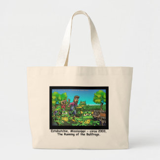 Running Of The Bull Frogs Funny Gifts/Collectibles Large Tote Bag