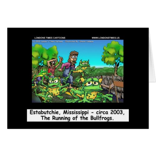 Running Of The Bullfrogs Funny Mississippi Card
