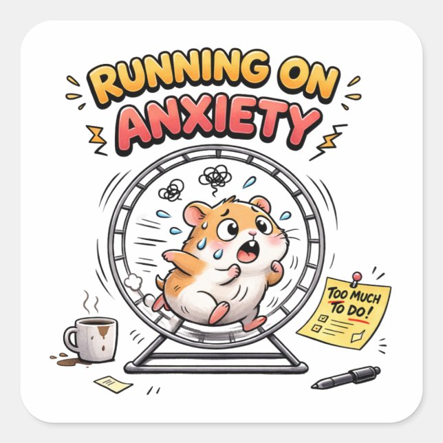 Running on Anxiety Hamster Sticker (Front)