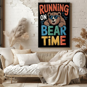 Running on Bear Time Illustration Poster