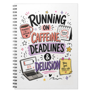 Running on Caffeine, Deadlines & Delusion notebook