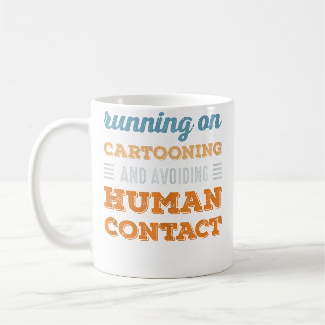 Running On Cartooning Social Introvert Humor Funny Coffee Mug (Left)