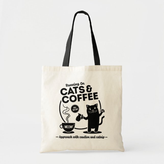 Running on Cats and Coffee Tote Bag (Front)