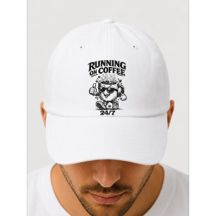 Running On Coffee 24/7 Funny Coffee Dad Hat