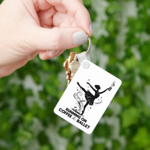 Running On Coffee And Ballet Funny Teacher Dancing Keychain