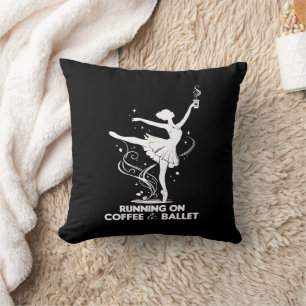 Running On Coffee And Ballet Funny Teacher Dancing Throw Pillow
