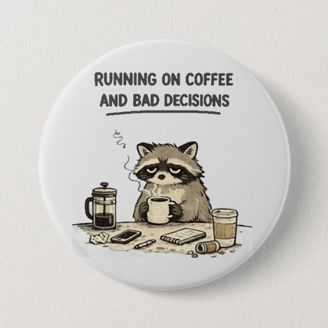 running on coffee button (Front)