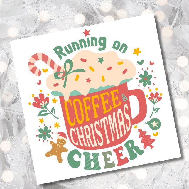 Running on Coffee Christmas retro Holiday Card (Creator Uploaded)