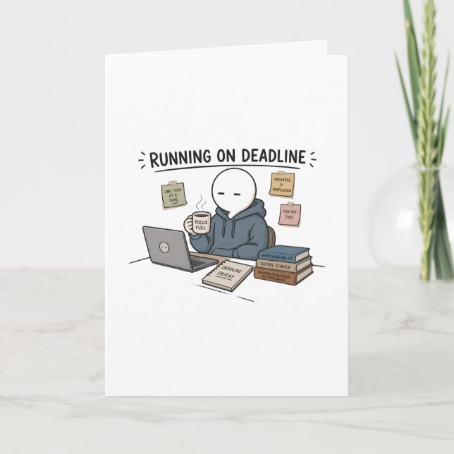 Running On Deadline Funny Work Meme Card (Front)
